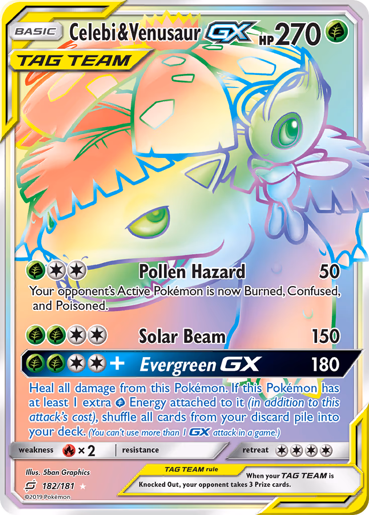 Celebi & Venusaur-GX trading card