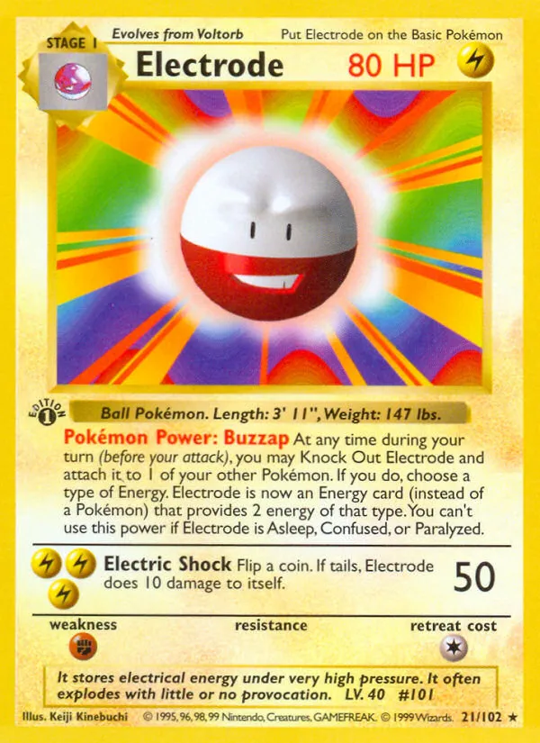 Electrode trading card