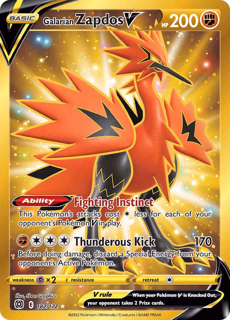 Galarian Zapdos V trading card