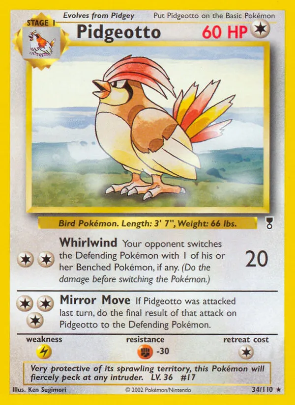 Pidgeotto trading card