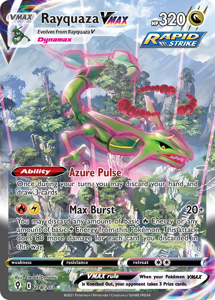 Rayquaza VMAX trading card