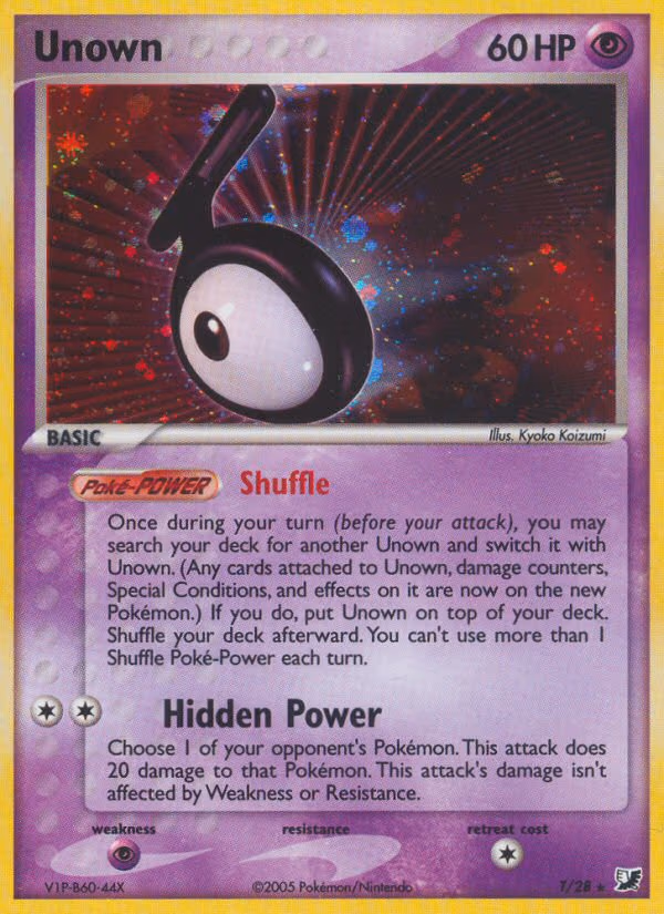 Unown trading card