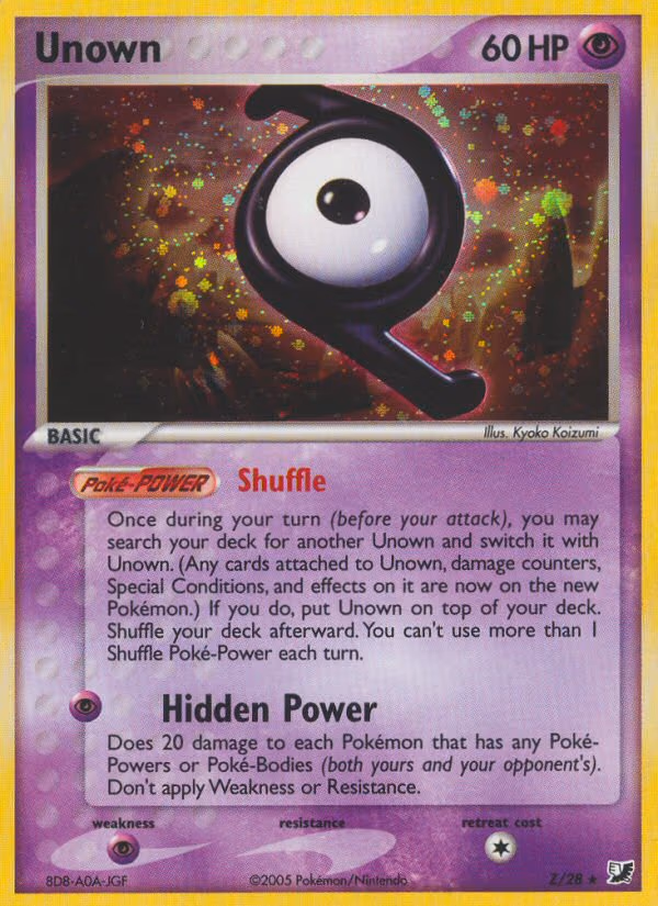 Unown trading card